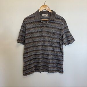 Missoni Sport Space Dye Polo Shirt Brown Gray Blue Front Pocket Size Large